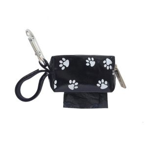 Designer Duffel Poo Bag Dispenser - Black Paw - Poo Bags - Xtra Dog