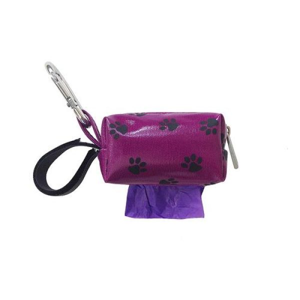 Designer Duffel Poo Bag Dispenser - Purple Paw - Poo Bags - Xtra Dog
