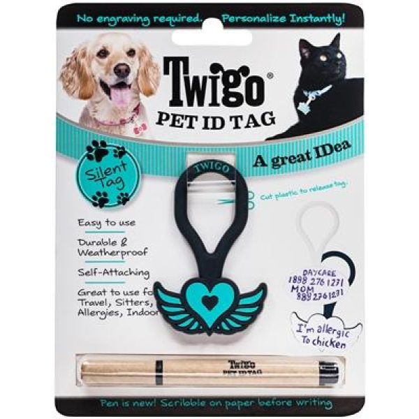 Twigo Pet ID tag -Free Spirit Teal - Pet Tag - Xtra Dog